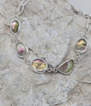 Watermelon slices tourmaline bracelet