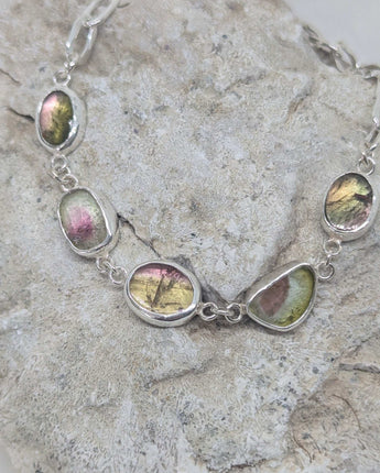 Watermelon slices tourmaline bracelet