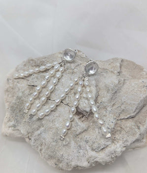 Fun three rows of pearls earrings