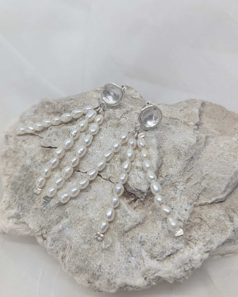 Fun three rows of pearls earrings