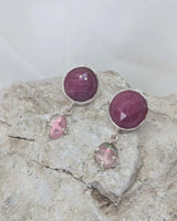 Ruby and watermelon tourmaline earrings