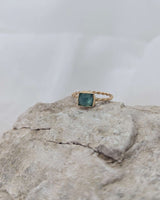Blue tourmaline 14k gold ring
