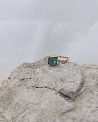 Blue tourmaline 14k gold ring