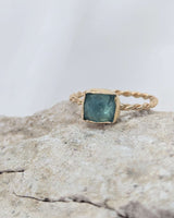 Blue tourmaline 14k gold ring