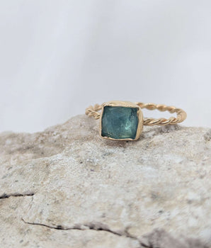 Blue tourmaline 14k gold ring