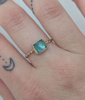 Blue tourmaline 14k gold ring