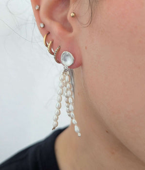 Fun three rows of pearls earrings