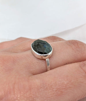 Green Labradorite Ring