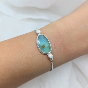 Peruvian opal & two small white opals bracelet