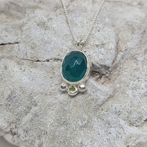 green agate & small peridot necklace