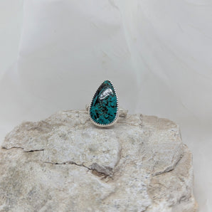 teardrop chrysocolla malachite ring