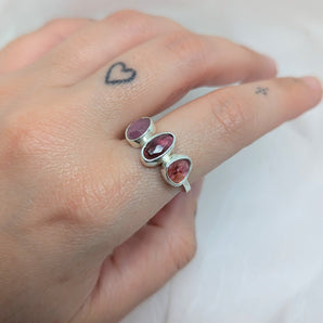 Triple pink tourmaline ring