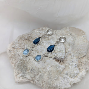 pebble & blue stones earrings