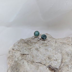 small turquoise & moonstone studs  earrings