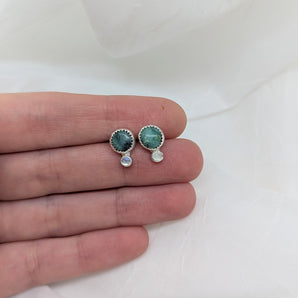 small turquoise & moonstone studs  earrings