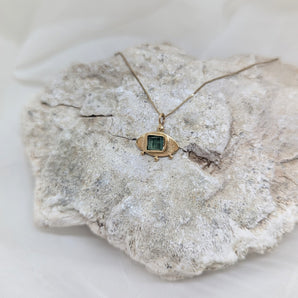 Gold eye & blue tourmaline necklace