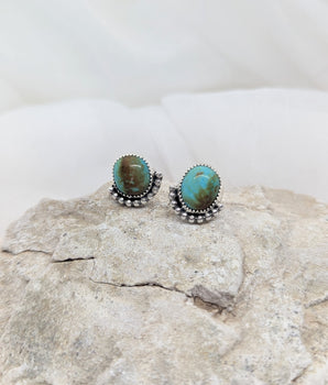Big turquoise silver studs earrings