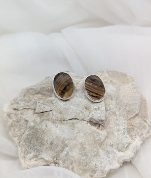 Big Montana agate stud earrings