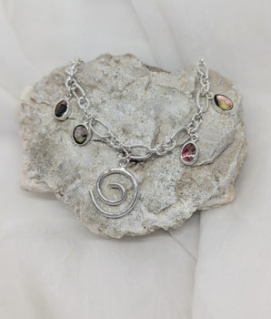 Big spiral with 4 tourmalines necklace