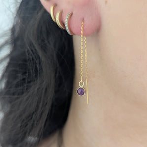 Gold threaders earrings and Ruby