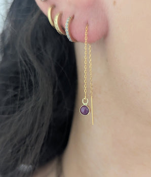 Gold threaders earrings and Ruby