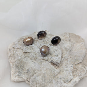 Smoky quartz and brown pearl earrings