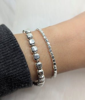Big square silver bracelet