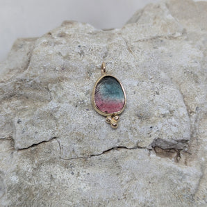 Bicolor Tourmaline gold pendant