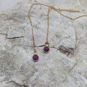 Gold threaders earrings and Ruby