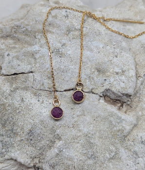 Gold threaders earrings and Ruby