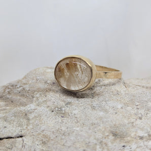 Rutilated quartz gold ring