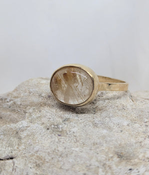 Rutilated quartz gold ring