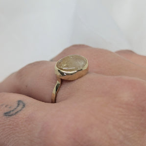 Rutilated quartz gold ring