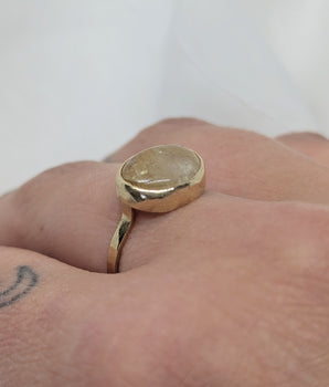 Rutilated quartz gold ring