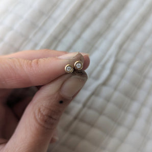 Stud gold earrings and diamond