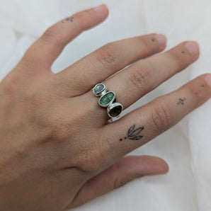 Triple colorful tourmaline ring