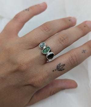 Triple colorful tourmaline ring