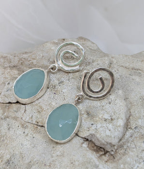 Spiral aquamarine earrings